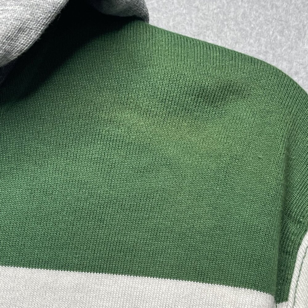 Stussy Green Striped Rugby Hoodie Shirt Medium - Picture 5 of 10